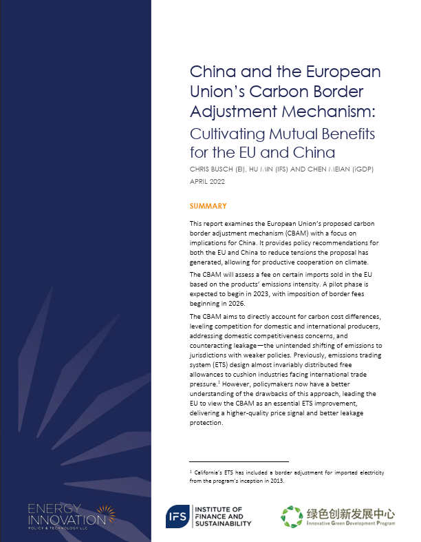 China and the European Union’s Carbon Border Adjustment Mechanism