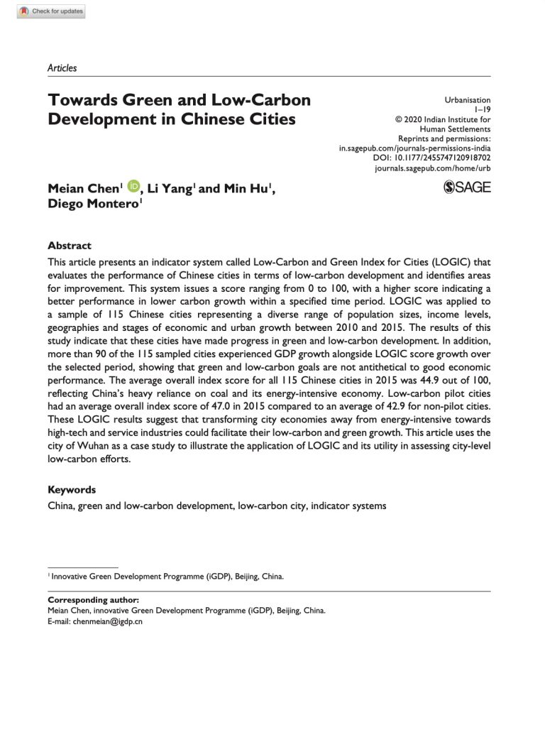 Towards Green and Low-Carbon Development in Chinese Cities