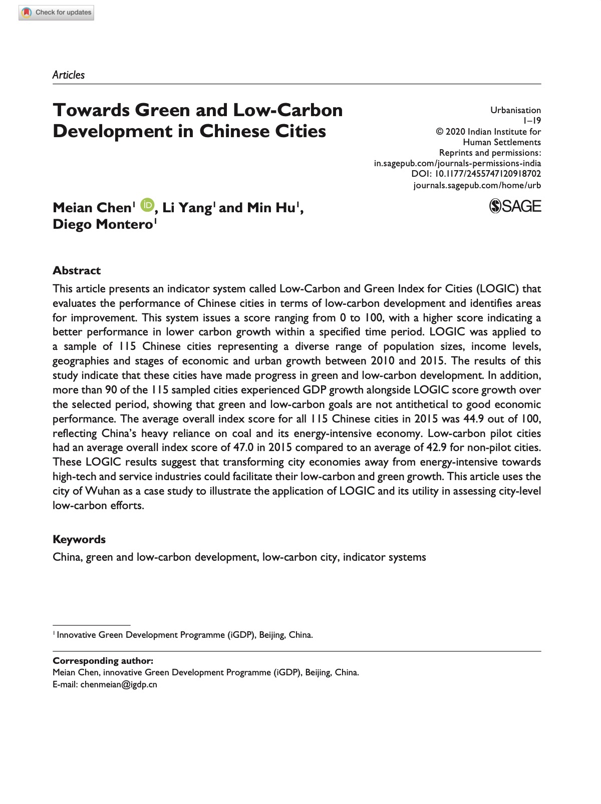 Towards Green and Low-Carbon Development in Chinese Cities